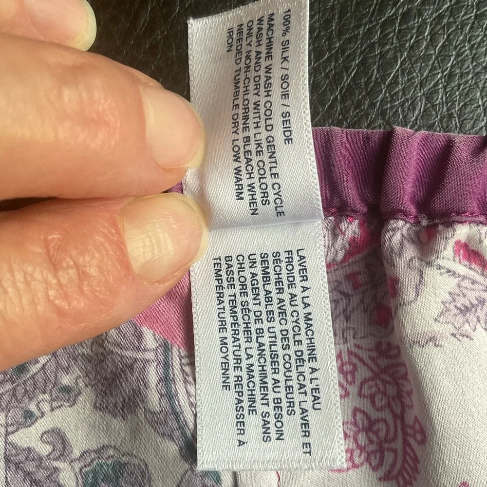 GAP Body Women's Size SP Purple and Pink Paisley 100% Silk Lingerie Set - Picture 11 of 16